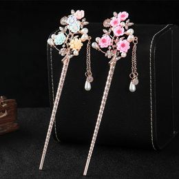 Hair Clips & Barrettes Chinese Style Tassels Metal Sticks Hairpin Pearl Pins Clip Flower Chopsticks Wedding Party Headwear Headpiece