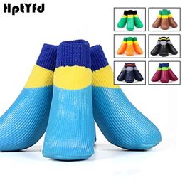 4Pcs Small Large Dog Socks Waterproof Pet Outdoor Socks Shoes Super Quanlity Outdoor Training Anti Skid Shoes Easy To Clean 201028