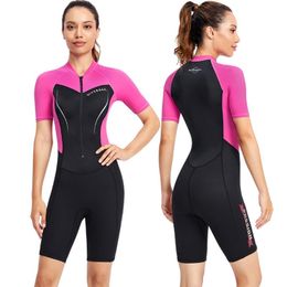 Women's Swimwear Women 1.5mm Neoprene Wetsuits Swimwears Diving Suits Short Sleeves Ladies One Piece Surf Snorkelling Surfing SwimsuitWomen's