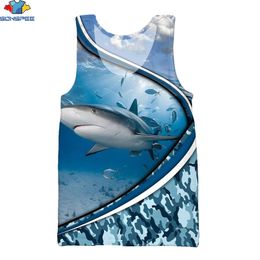SONSPEE Shark Love Fitness Canotte 3D Cartoon Animal Lettera stampata Gilet senza maniche Personalità DIY GYM Abbigliamento uomo 220608