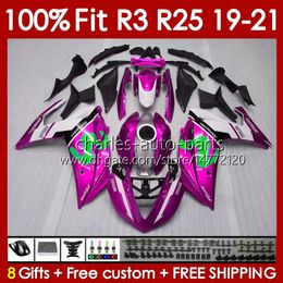 OEM Fairings Kit For YAMAHA YZF-R3 YZF-R25 YZFR3 YZFR25 19-21 Body 141No.144 100% Fit YZF R 3 25 R-25 2019 2020 2021 Frame R3 R25 19 20 21 Injection Mould Bodywork metal rose blk