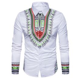 Men's Dress Shirts Fashion African Men Shirt Custom Long Sleeve Mens Tops Solid Fit Dashiki Formal Plus Size WYN498Men's