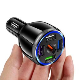 Quick Charge 3.0 Car Charger For iPhone 12 Pro max 5 Ports USB Chargers For Phone Fast Charging For Xiaomi Mi 10 Car Chargers