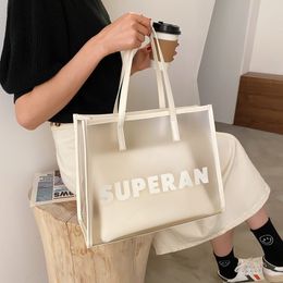 Summer New Women's Bags Large-capacity Fashion All-match Fresh Letters Transparent Jelly Handbags Shoulder Bag