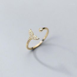Cluster Rings 2022 Style Contracted Fashion Fish Tail Set Diamond Ring Female Geometric Temperament Small Pure And Fresh Sweet Cold Wind