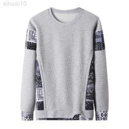 2022 Men Harajuku Hoodie Casual Hip Hop Sweatshirt Stitching Print Hoodie Male O-Neck Fashion Mens Clothing Multi Colour Mens Top L220730