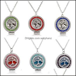 Pendant Necklaces Pendants Jewellery Bk Lots 15 Colours Tree Of Life Rhinestone Aromatherapy Locket Statement Necklace Designer Womens Choker