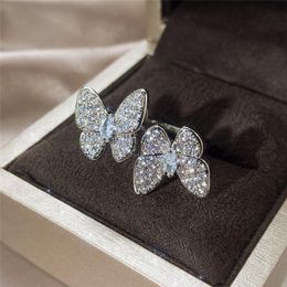 Wedding Rings Women's Opening Ring Exquisite Butterfly Jewellery For Engagement Party Brilliant Zirconia Statement Trendy AccessoriesWeddi