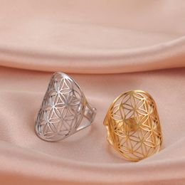 vintage cluster ring UK - Cluster Rings Skyrim Stainless Steel Adjustable Flower Of Life For Women Girls Gold Color Viking Vintage Jewelry Amulet Gifts 2022Cluster
