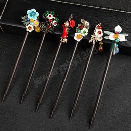 Chinese Style Tassels Metal Hair Sticks Hairpin Pearl Hair Clip Flower Hair Chopsticks Wedding Party Classical Headwear