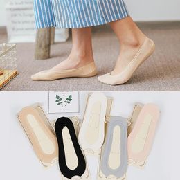 Socks & Hosiery Cotton Ankle Invisible Women Soft Thin Fashion Short Boat No Show Non-Slip Ice Silk Low Cute Summer 1PairSocks