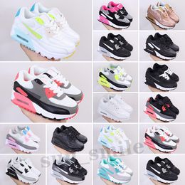 Air Max 90 bambini che corrono scarpe da corsa iper blu verde acqua piccoli scarpe fumio fumio grigio rosa metallico triplo bianco aurora verde volt sneaker a malapena euro 28-35