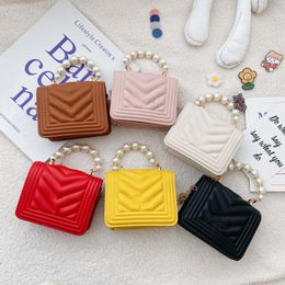 Designer Kids Handbags mini change purse baby Girls Letter pearl Single shoulder Bag Fashion Children zeroa Girl messenger Bags F028