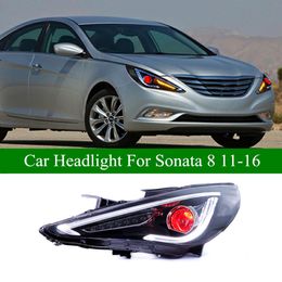 Car High/ Low Beam Head Light For Hyundai Sonata 8 LED Headlight Assembly 2011-2016 DRL Turn Signal Angle Eye Projector Lens
