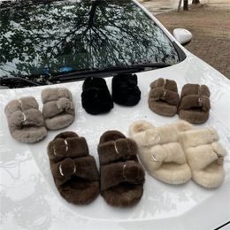 100 mink fur slippers women shoes slides Real cute women's 210203