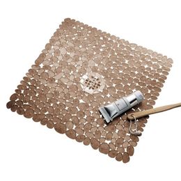 Modern Style Pvc Cobblestone Square Pebble Bathroom Non-Slip Mat Stone Bathroom Mat Bathroom Shower Room Bath Mat Drainage Hole 210401