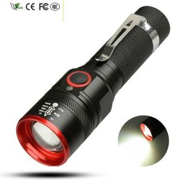 New 1511 5200LM USB Rechargeable Flashlight XML-T6 Led Flashlight With Zoom 4 Modes Flashlight For 18650 Battery USB Camping Light