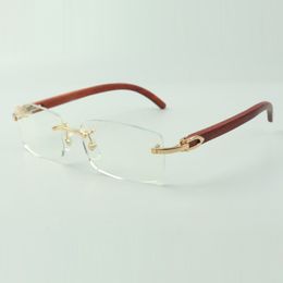 New Plain glasses frame 3524012 with original wooden legs and 56mm lenses for unisex Best quality