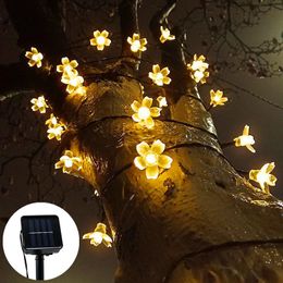 Strings Solar Led Light Outdoor Garden Lamps Garland Street Cherry Flower String For Wedding Christmas Year DecorationLED StringsLED