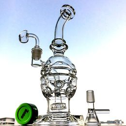 Glass Bongs Fab Egg Hookahs Swiss Perc Water Pipes 9" Showerhead Perc Oil Dab Rigs 14mm Female Joint With Bowl Recycler