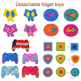 Detachable Shapes Round Bow Anti-Stress Fidget Decompression Kiss Board Bubbles Toys Fish Finger Toy Thimble Push Square Bubble Ashrq