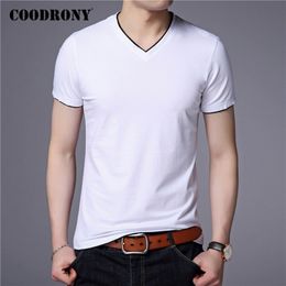 COODRONY Brand Summer Short Sleeve T Shirt Men Cotton Tee Homme Streetwear Casual V-Neck T- Clothing Tops C5102S 220325