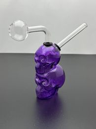 pipe Hot selling purple skull bone Mini glass hookah