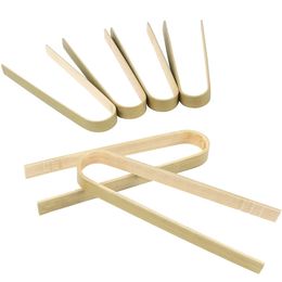 Kitchen Tools Mini Bamboo Disposable Tongs for Toaster Bread Pickles Tea Supplies Catering Buffet Home Use 10CM XBJK2205