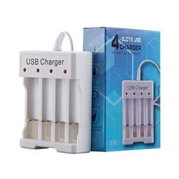 USB 4 Slots Fast Charging Battery Charger Short Circuit Protection AAA AA NiMH Rechargeable Battery Station DC1.2V 250mA