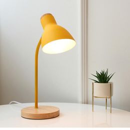 Table Lamps Wood Nordic Desk Lamp Flex Light Children's Room Desks To Study Bedside Lights Button Switch Reading LED LuminaireTable