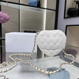 10A Mirror+ top designer handmade luxury bag ladies mini sweet lady one shoulder diagonal classic fashion sheepskin brand chain love peach heart bag copy