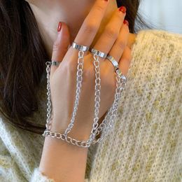 Link Chain Street Hip Hop Metal Finger Bracelet For Women Statement Hand Back Multi-layer Thick Fashion Punk Rap Jewelry Fawn22