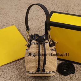 Straw Weave Bucket Bag Women Handbag Crochet Crossbody Bag Womens Drawstring Shoulder Bags