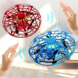 Colorful Anti-collision Flying Helicopter Magic Hand UFO Ball Aircraft Sensing Mini Induction Drone Kids Electric Toy Gift 220321