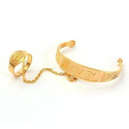 Bangle Carved "MY BABY" Gold Filled Ring Set Children's JewelryBangleBangleBangle