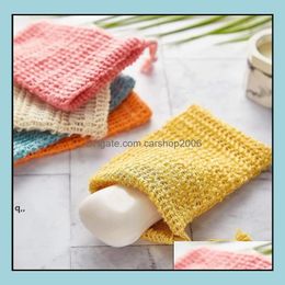 Bath Brushes Sponges Scrubbers Bathroom Accessories Home Garden Natural Exfoliating Mesh Bags Pouch Scrubber Shower Body Mas Organic Rami