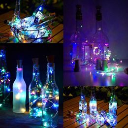 Strings 5pcs/lot 10leds 15leds 20leds Solar Powered Glass Wine Bottle LED String Light Cork Shaped Christmas Party Decoration LampLED