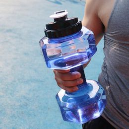 bottle pets Canada - Water Bottles 500 1500 2200ml PET Dumbbell Shaped Kettle Outdoor Fitness Cycling Bottle Weight Strong Drinks AccessoriesWater