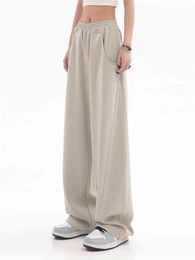 Korean Style Casual High Waist Loose Wide Leg Apricot Yellow Pants 2022 Autumn Female Floor-Length Pants Ladies Long Trousers T220728