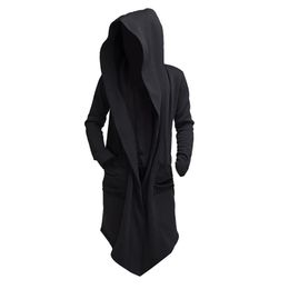 JODIMITTY Men Hooded Sweatshirts Black Hip Hop Mantle Hoodies Fashion Jacket long Sleeves Cloak Coats Outwear 220727