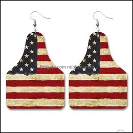 Charm Earrings Jewellery Thunderbird American Flag Leather Drop Q0709 Delivery 2021 60Egc