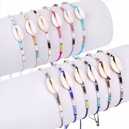 Colorful Seedbeads Strands Shell Charm Bracelet Fashion Bohemian Style Jewelry