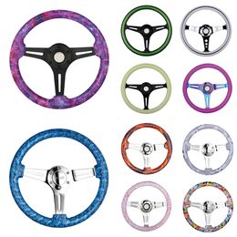 Universal 14 inches 350mm New Chrome modification Racing Sports Car Steering Wheels with Horn Button Plating Race Drifting Sport AUTO Accessories Steering Wheel
