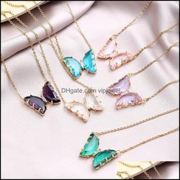 Pendant Necklaces Pendants Jewellery Crystal Butterfly Necklace For Women Glamour Female Colour Drop Delivery 2021 Mrpjx