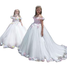 Girl's Dresses Elegant Flower Girls Dress Party Princess Casual Kids Clothes Lace Sleeveless Children's Vestidos For 2-14YGirl's