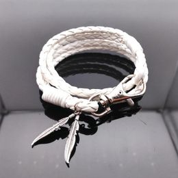 Link Chain Leather Bracelets For Women Wristband White Bracelet Men Plant Leaf Hand Wrap Braided Bangle Long 42CMLink LinkLink