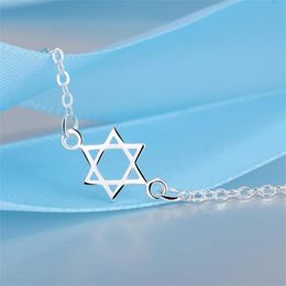 Anklets Summer Fashion Simple Hexagram Ankle Chain 925 Sterling Silver For Women Foot Jewellery Girl Birthday GiftsAnklets