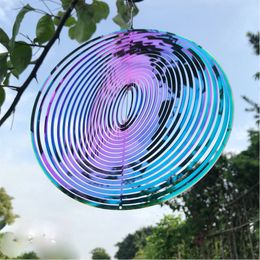 3D Round Rotating Wind Chimes Flowing Light Effect Design Home Garden Decoration Outdoor Hanging Decor Gift Shiny Spinners 220721