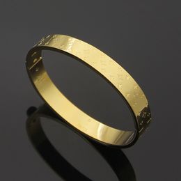 Titanium steel brand 316L flower V bangle bracelet with 18k rose gold color for man bracelet wedding jewelry gift
