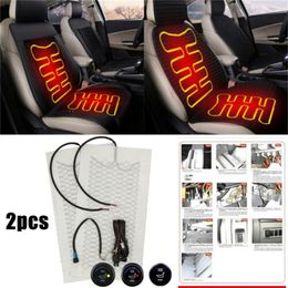 Car Seat Covers Universal Carbon Fibre Seats Heated Heater Kit Cushion Round Switch 12V Accessories High-quality Heating Pads